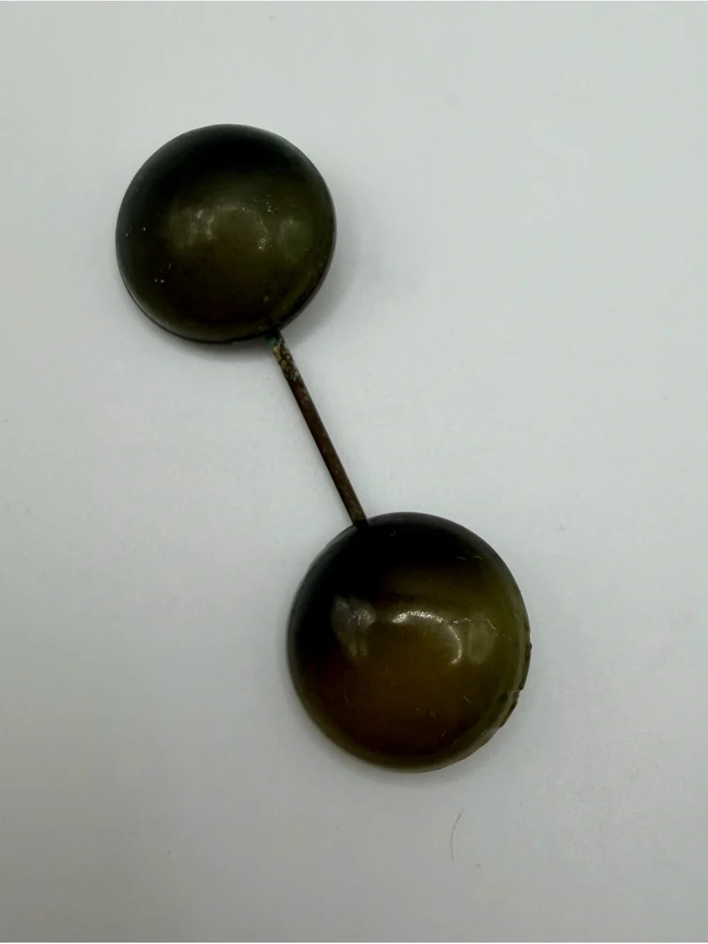 Jabot Vtg Art Deco Celluloid Hat Pin Green Dome Stripe Yellow Round Stick Brooch